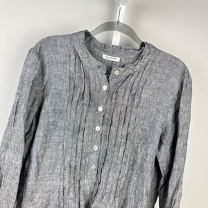 Banana Blue Australia Linen Dress Womens M Pintuck Oversized Lagenlook Coastal